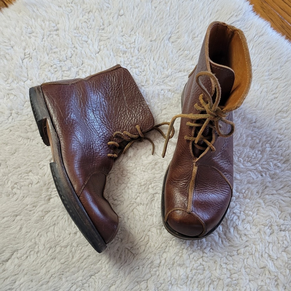 Women’s Brown Leather Ankle Boots Lace-Up Booties